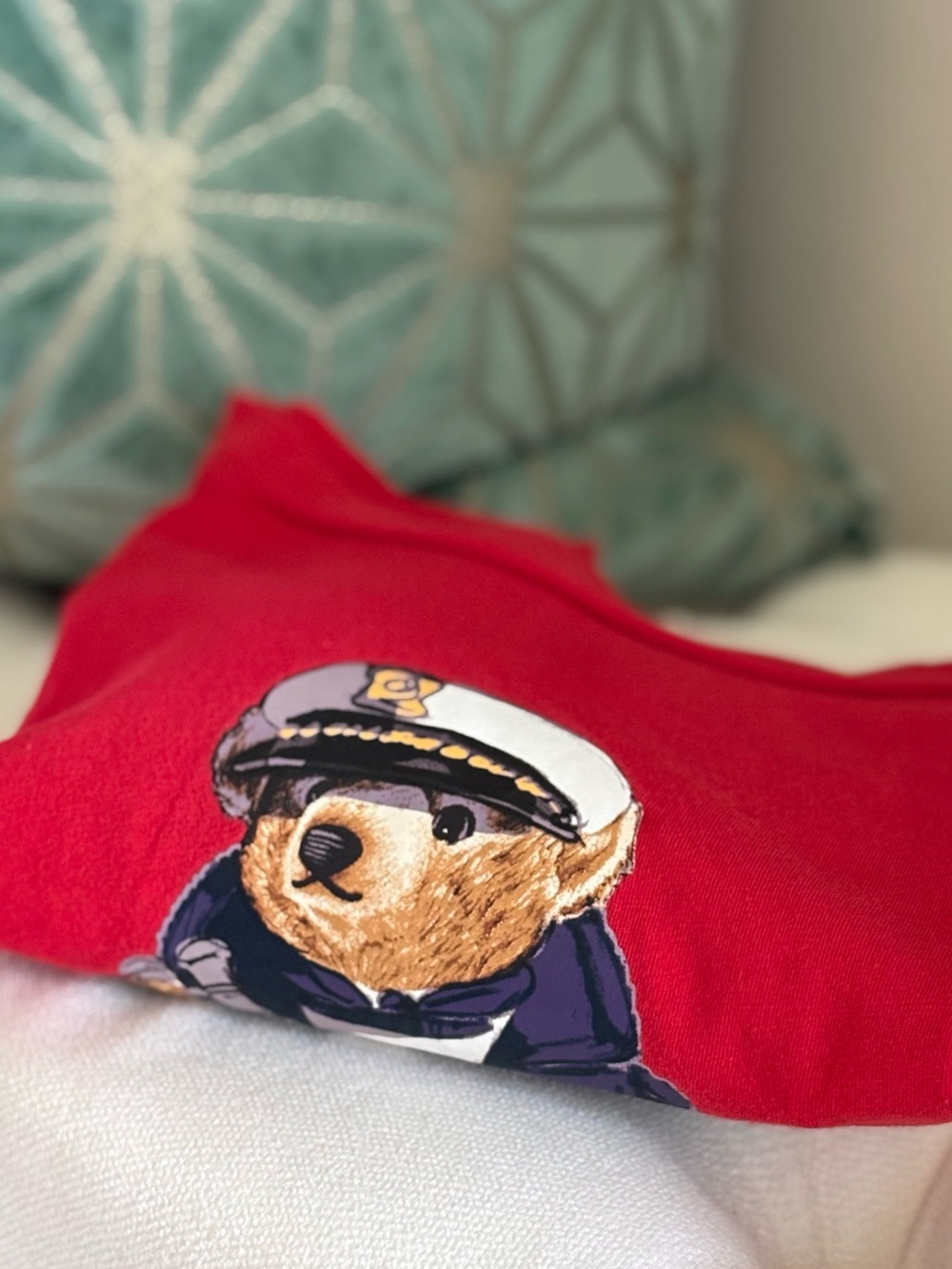 Ralph Lauren Red Crewneck Tee with Polo Bear- Youth XL (18-20) - Picture 8 of 8